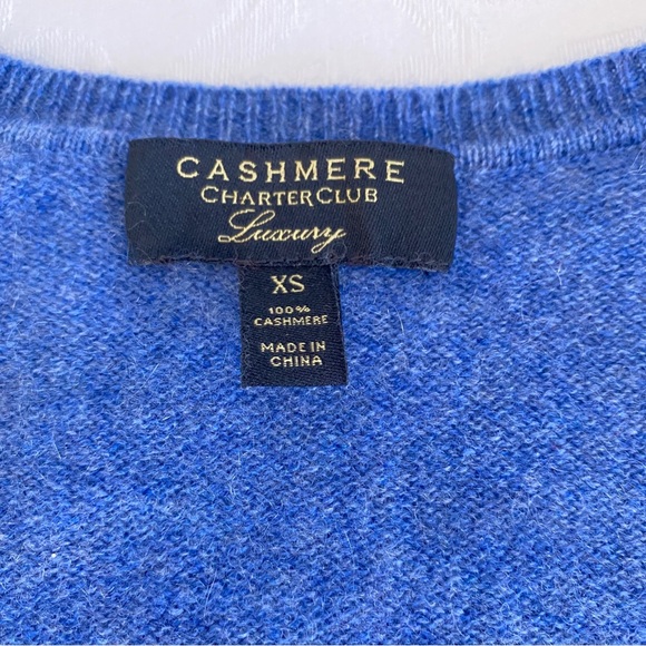 Charter club Blue v neck cashmere Sweater - Picture 3 of 6